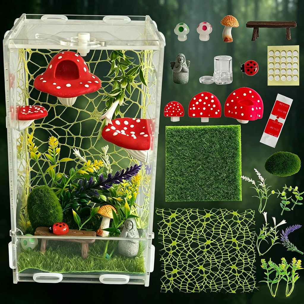 20 PCS Jumping Spider Enclosure Kit with Accessories,4.33"*4.13"*7.87"