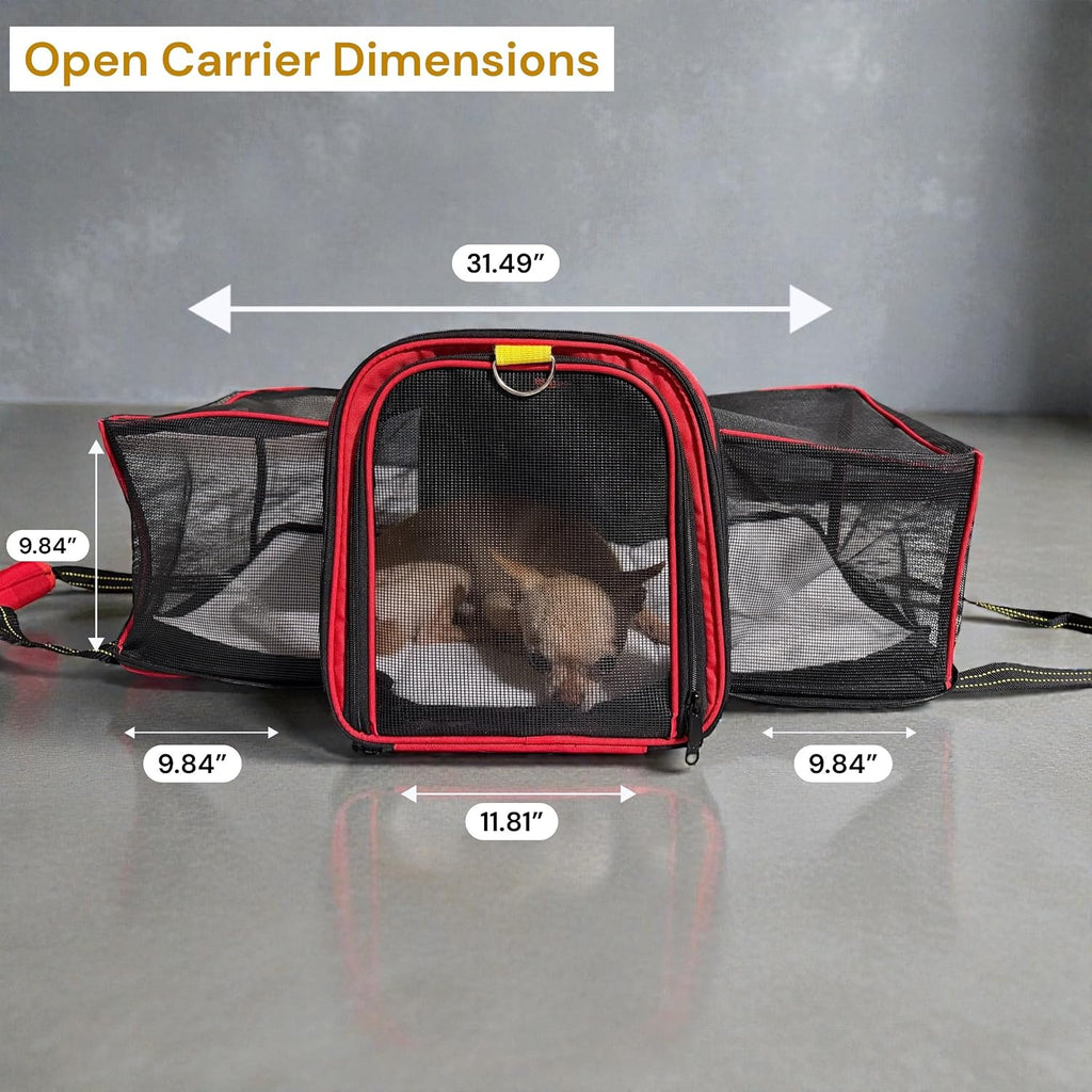MY LEGACY Expandable Pet Carrier with Wheels & Matching Leash – Airline Compliant Cat & Small Dog Carrier, Fits Under Most Airplane Seats for In-Cabin Travel, Soft-Sided Collapsible, Pets Up to 18 lbs