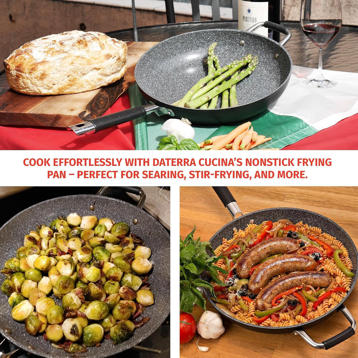 DaTerra Cucina - Ceramic Frying Pan, Induction & Oven, Made In Italy, 13"