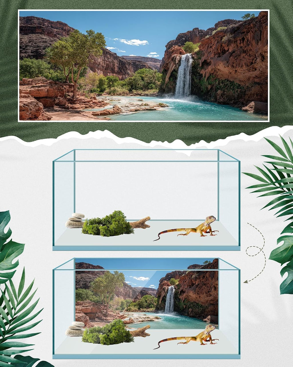 4 Pcs 4x2 ft/ 48 x 24'' Reptile Tank Background 55/75/90/120 Gallon