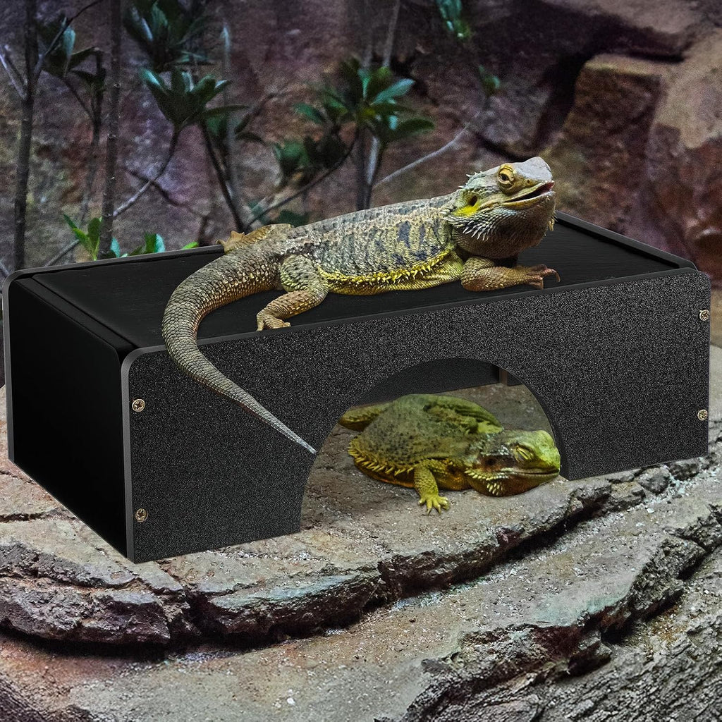 Weysat Large Bearded Dragon Basking Platform Reptile Hide Cave, 12.6x7x3 in