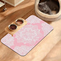 Pet Feeding Mat, Boho Mandala Absorbent Dog Cat Food Mat Pink Flower Dog Mat by Unknown