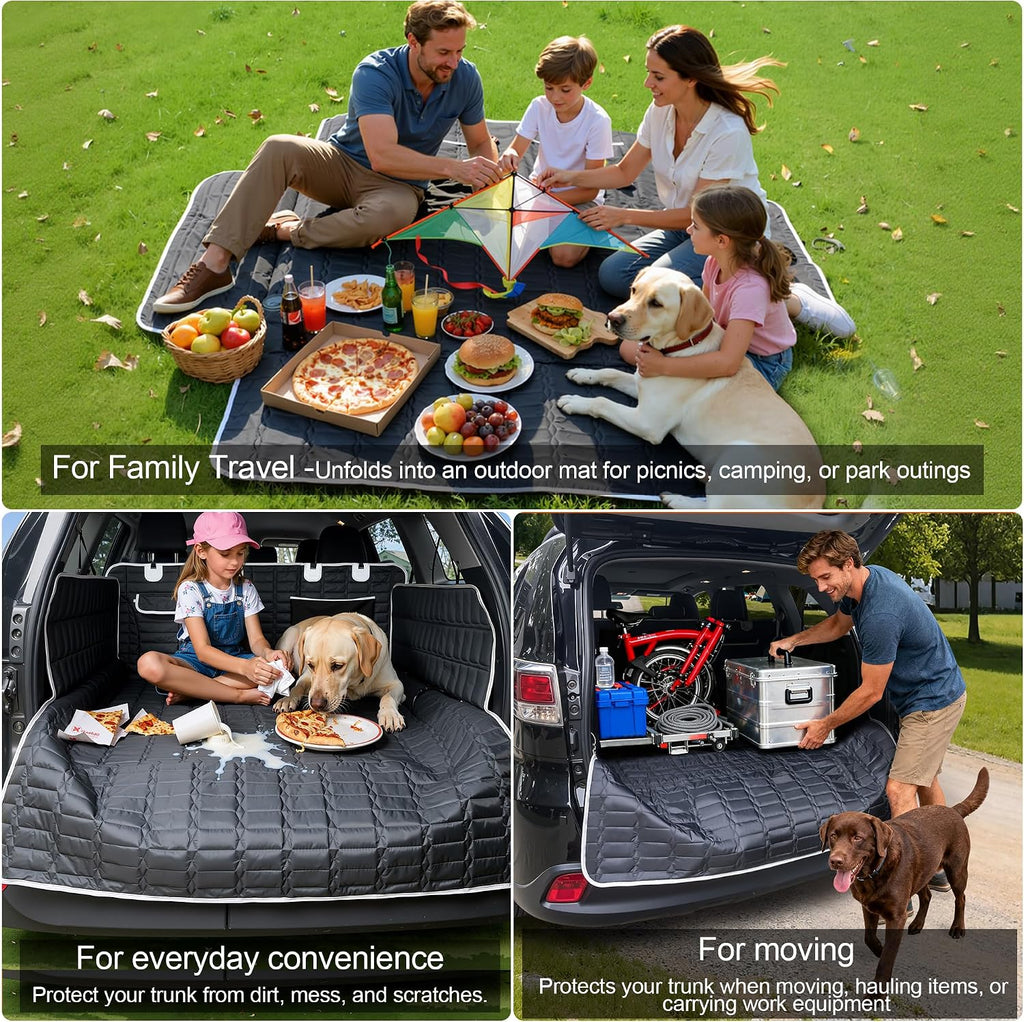 Reliadura SUV Cargo Liner for Dogs, Waterproof Dog Trunk Cover with Bumper Flap Protector, Pet Cargo Mat Cover for SUVs Sedans Vans, Non-Slip Scratchproof Dog Seat Cover, Large Size Universal Fit