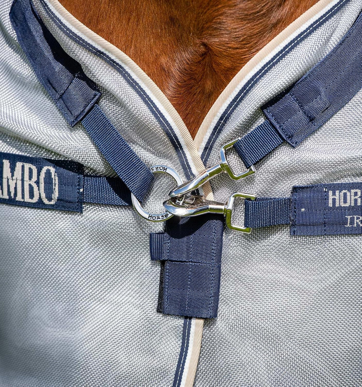 Horseware® Rambo® Protector Fly Sheet - Silver/Navy & White & Beige, 60 inches