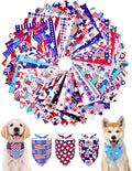 PET SHOW 50 Pack 4th of July Dog Bandanas Bulk Washable American Flag Dog by PETSHOW