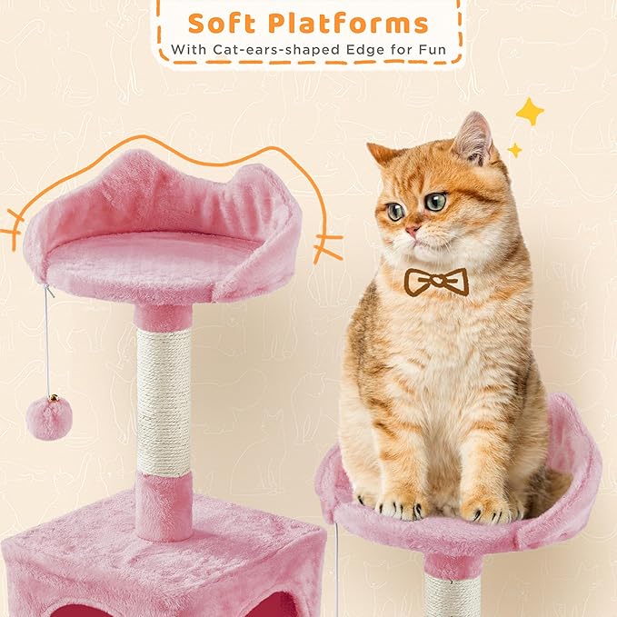 Yaheetech Cat Tree, 82.5in Super Tall Tower w/Cute Top Perches, Scratching Posts - Image 4