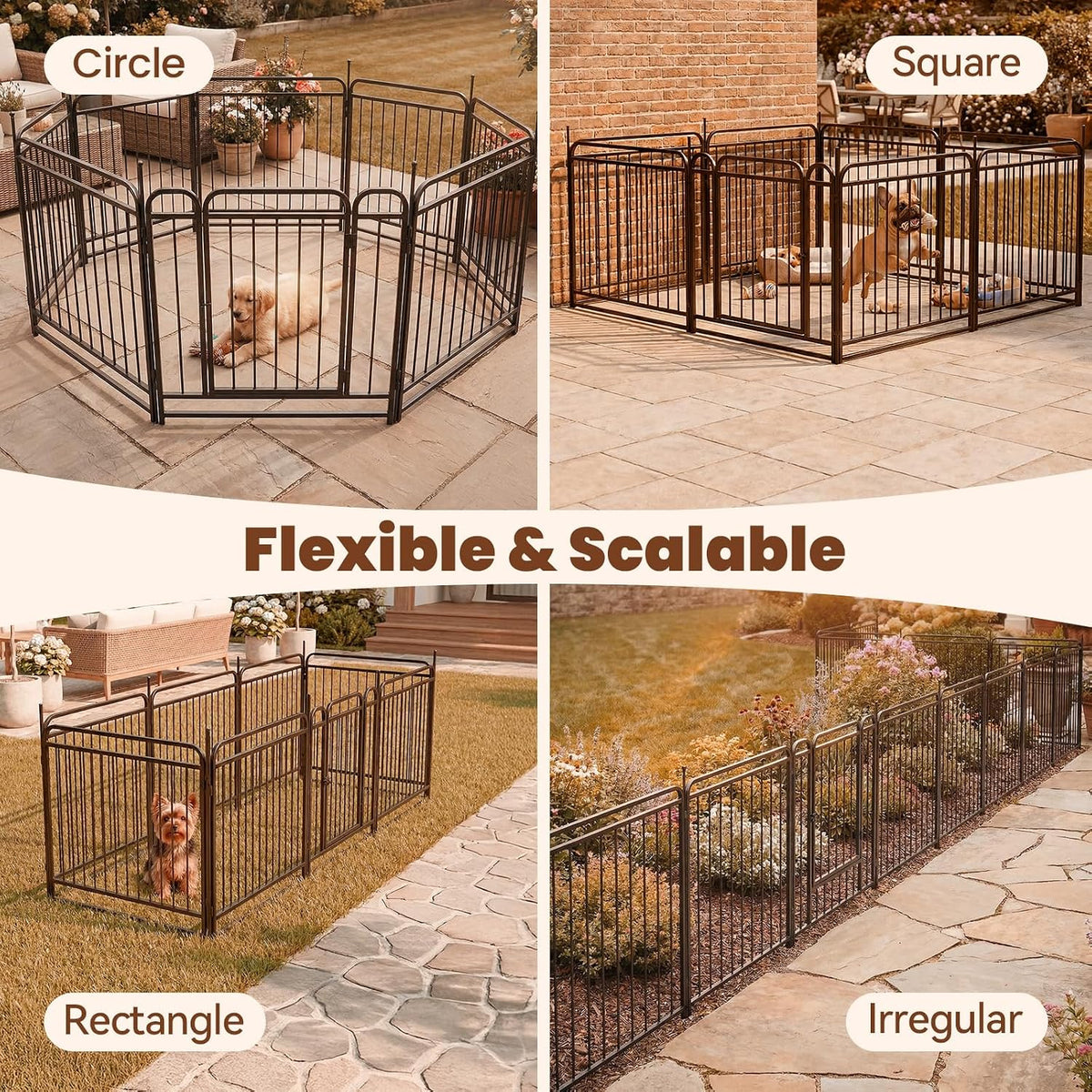 Fldofaves 8-Panel Dog Playpen Outdoor, 32" Height Metal Outdoor Dog Fence with gate for Large Medium Dogs, Secure Enclosure with Ground Stakes for Yard Lawn Camping
