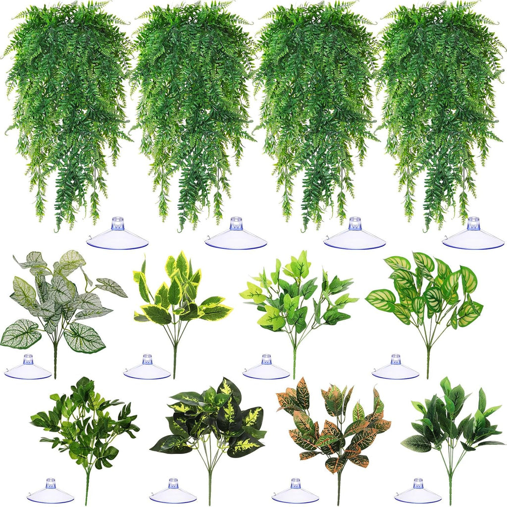 Suncalla 12 Pcs Reptile Plants Terrarium Hanging Vines, Lush