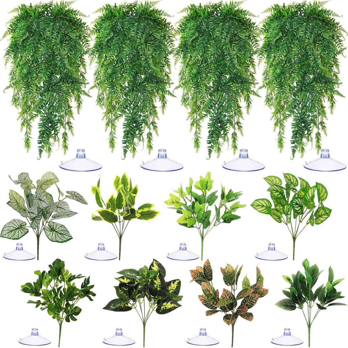 Suncalla 12 Pcs Reptile Plants Terrarium Hanging Vines, Lush