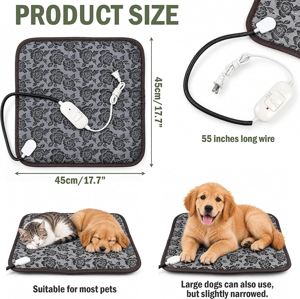 Electric Dog Heating Blanket, Heating Pad for Cat, Pet with Anti-Bite Tube