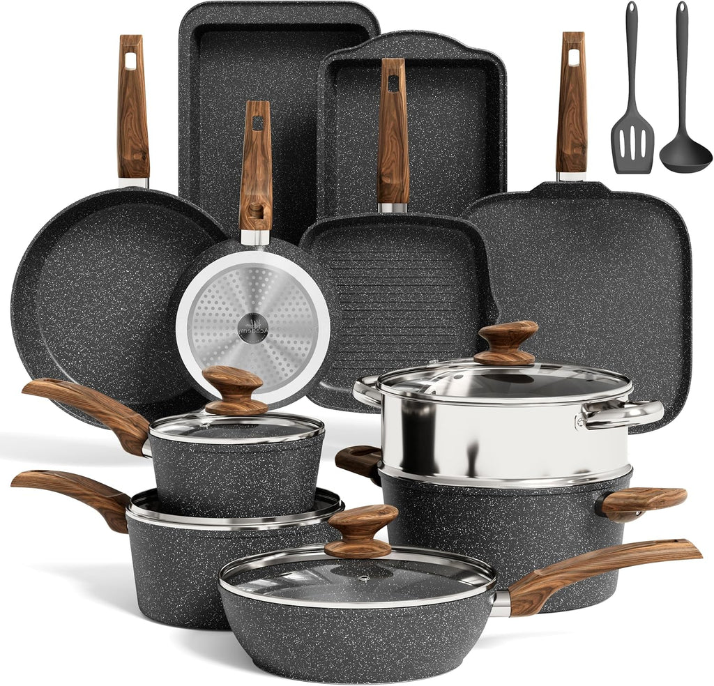 17 Piece Pots and Pans Set, Induction Kitchen Cookware Sets