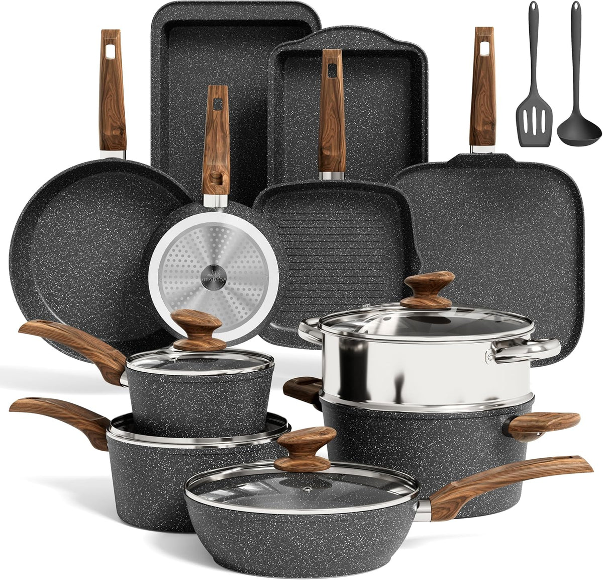 17 Piece Pots and Pans Set, Induction Kitchen Cookware Sets