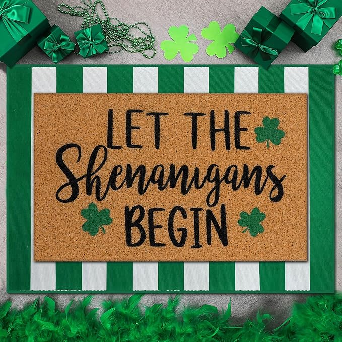 Tinideya 2 Pcs Irish Festival Door Mat Fest Welcome Non Slip Coir Mats - Image 7