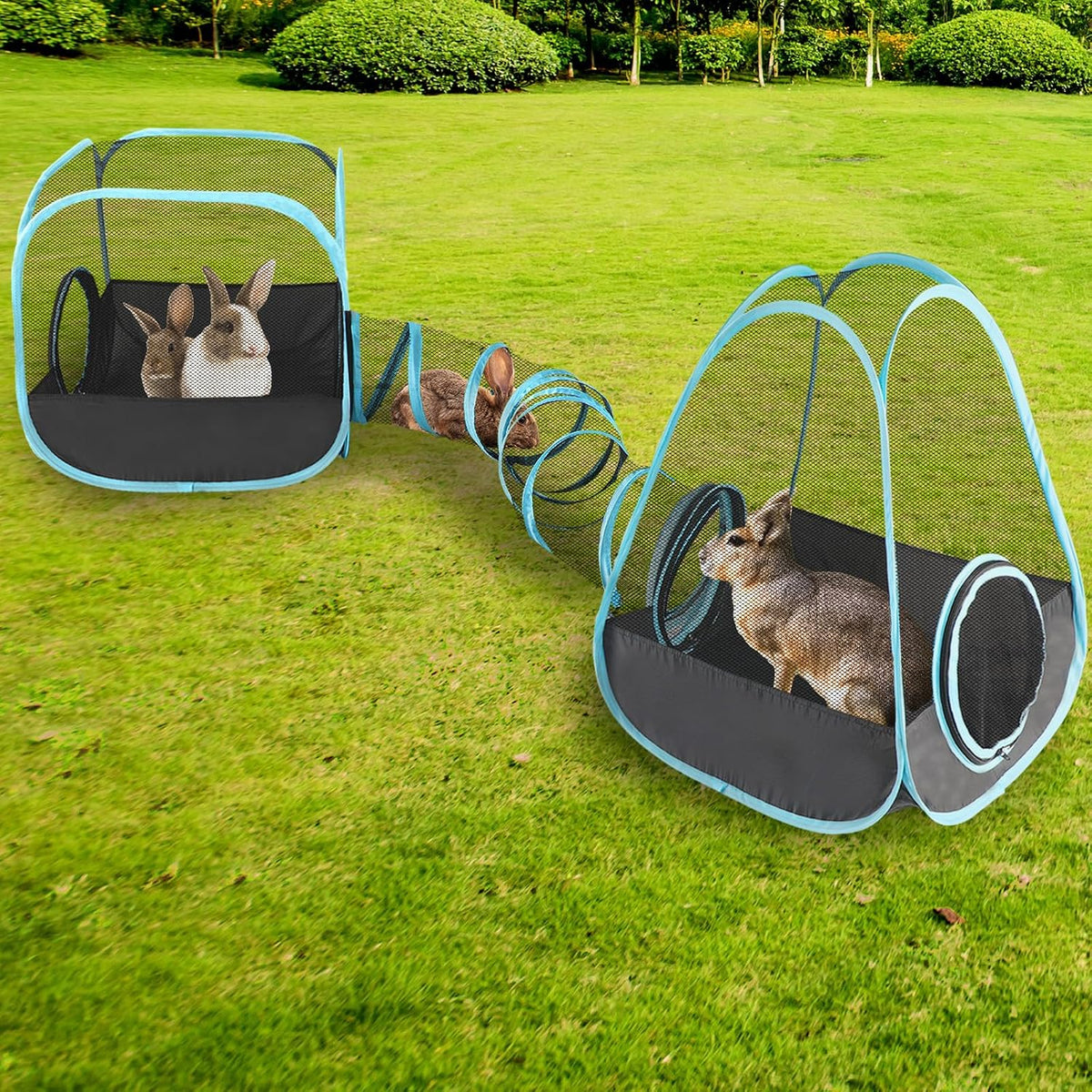 YUEPET Rabbit Tunnel & Cube Tent Set, 3-in-1 Bunny Playpen