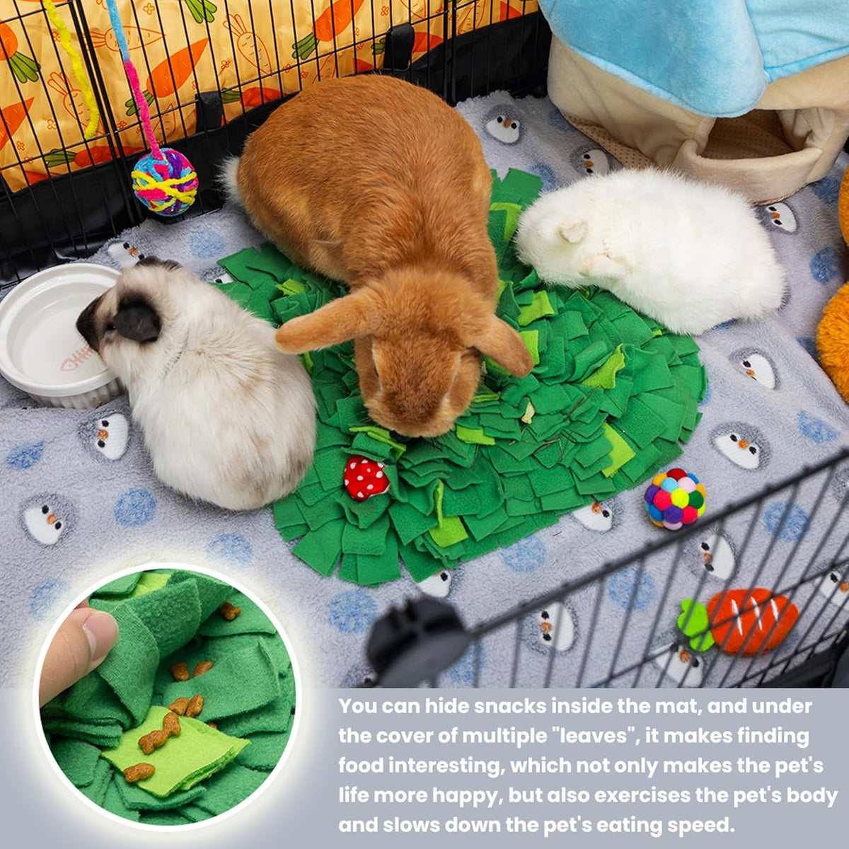 Rabbit Foraging Mat, Interactive Bunny Snuffle Feeding Toy