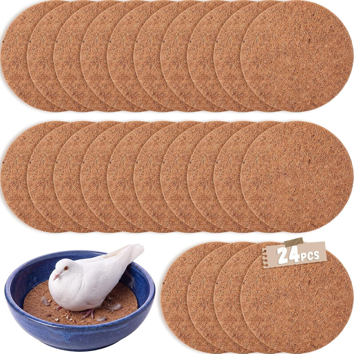 Mifoci 12 Pcs Pigeon Nest Pads, 8.3" Coconut Fiber Bird Breeding Mats