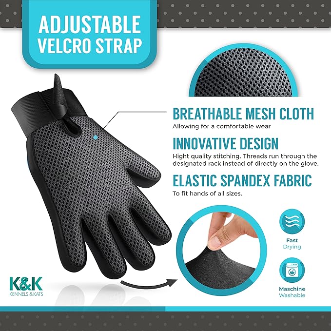 KENNELS & KATS Pet Grooming Gloves | Deshedding Glove - Image 3