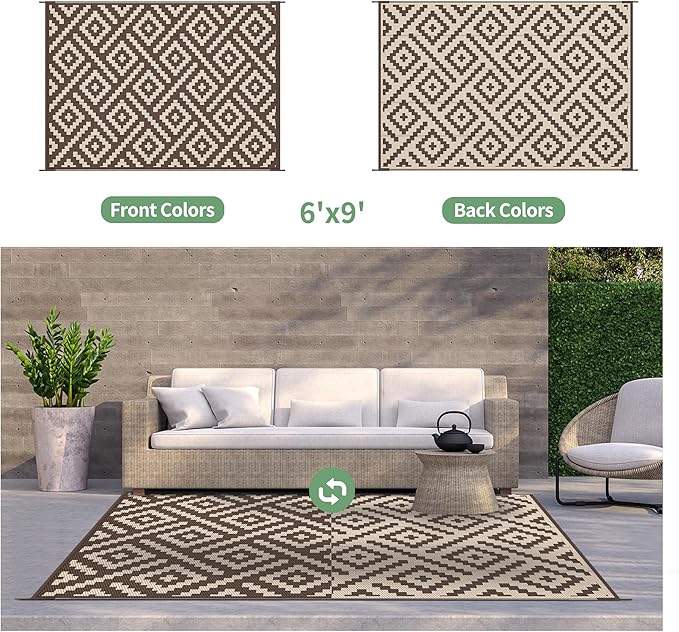 GENIMO Outdoor Rug for Patio Clearance, Reversible Plastic Straw Rugs for RV - Image 3
