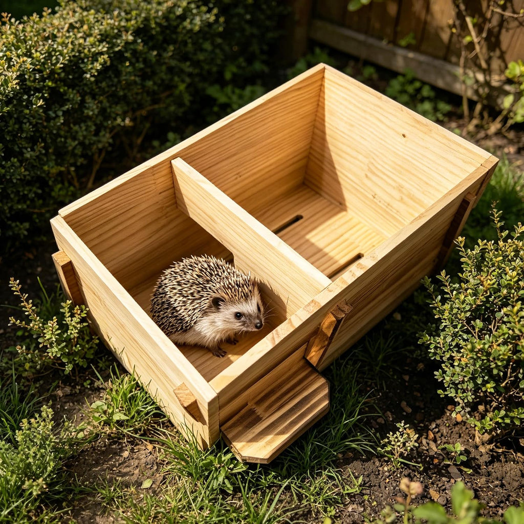 Handcrafted Solid Wood Hedgehog House - Large Natural Outdoor Nesting Box for Hedgehog - Cozy All-Weather Shelter, Easy Install for Backyard, Garden