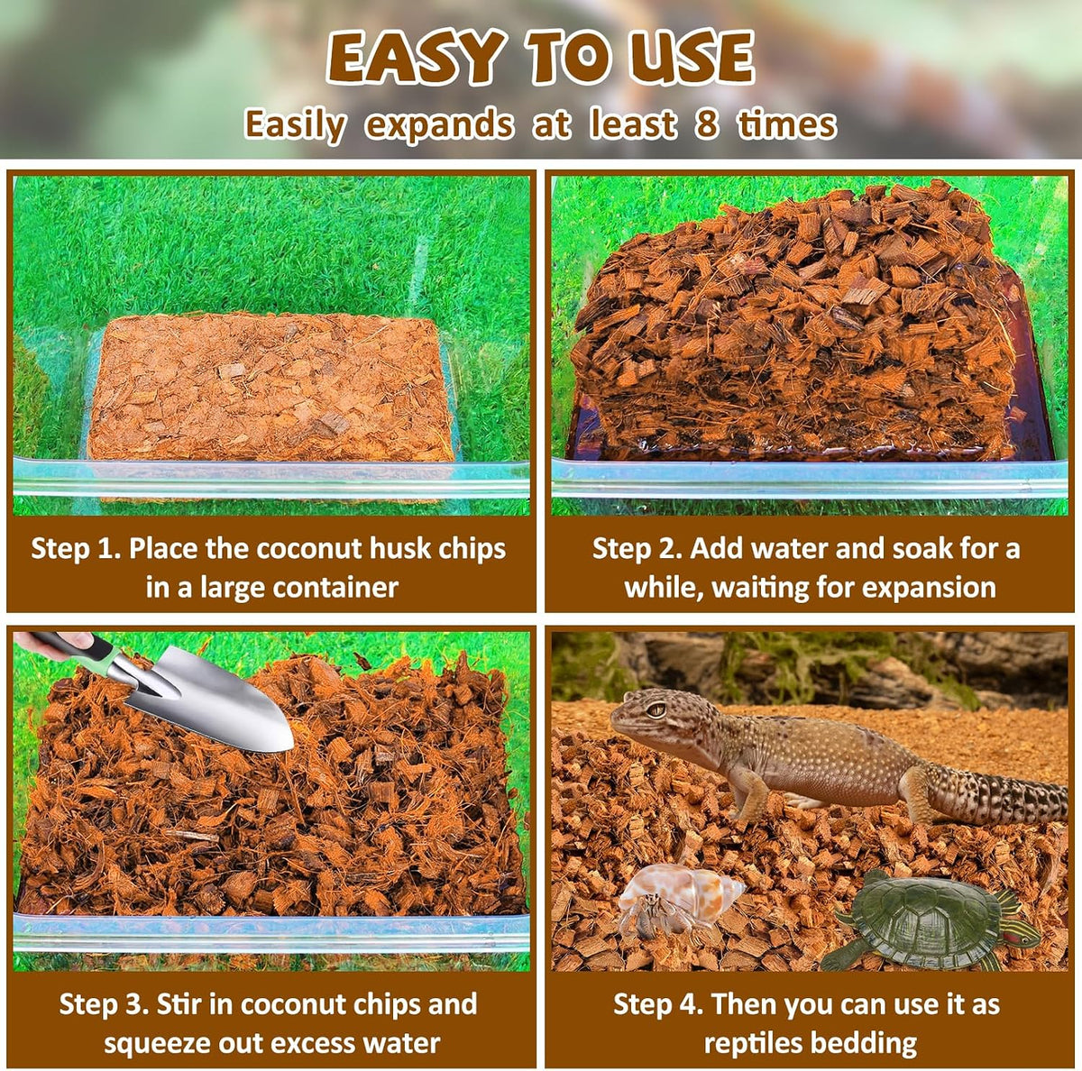 Legigo 2 Pack Coconut Husk for Reptiles, Natural Coconut Fiber Substrate
