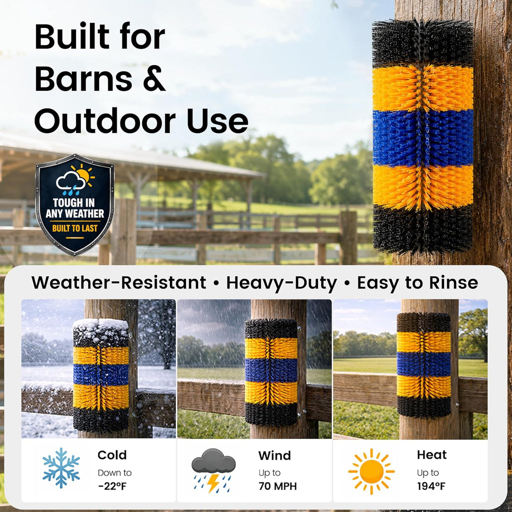 2PCS Livestock Scratching Brush for Goat, Heavy-Duty Post Grooming and Massage Scratch Brushes for Cow Donkey Goats Horse Sheep, with 8 Screws for Back Itch Relief & Keep Cleaning, 17" x 7.9"