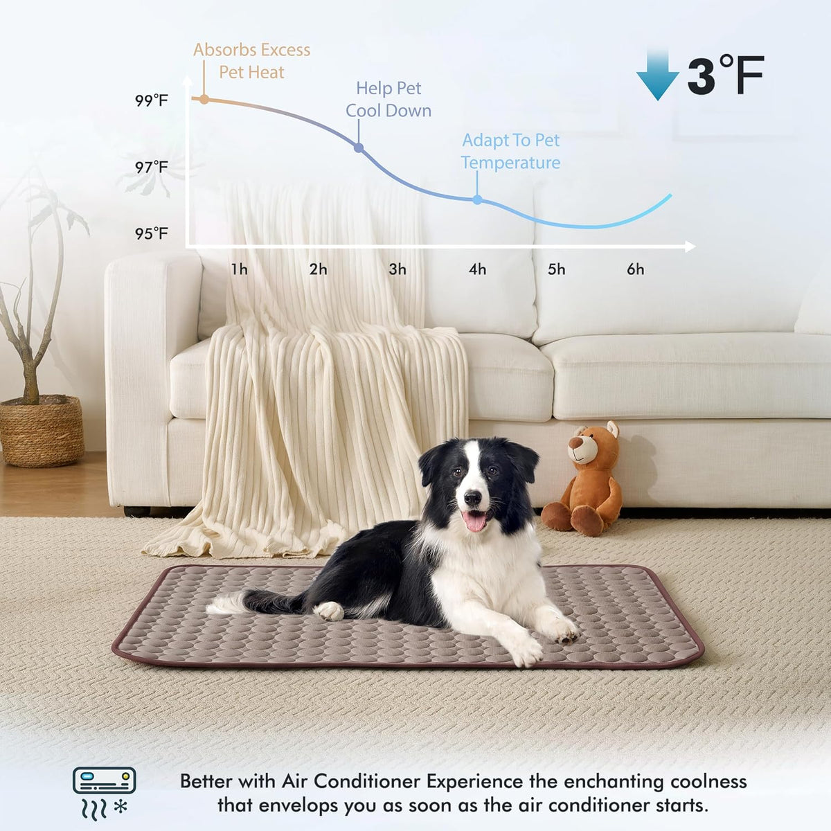 MICROCOSMOS Summer Cooling Mat & Sleeping Pad- Water Absorption Top, Materials Safe, Easy Carry, EZ Clean. Keep Cooling for Pets, Kids and Adults.(Brown, 19" x 15")