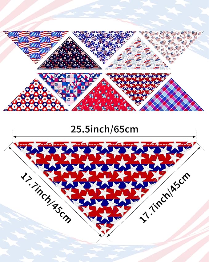 PET SHOW 50 Pack 4th of July Dog Bandanas Bulk Washable American Flag Dog - Image 2