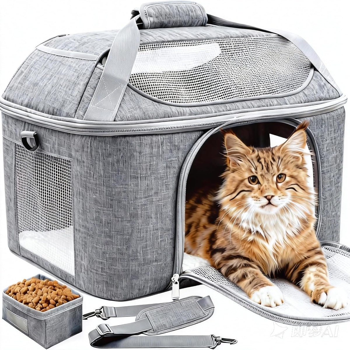 Soft-Sided Cat Carrier,Pet Bag with Padded Shoulder Strap (Up to 20 Lbs)