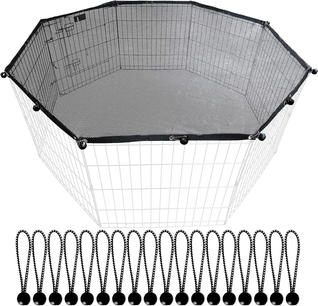 Universal Octagonal Dog Playpen Top Cover, Provide Shade and Security for Pets Outdoor and Indoor, Fits All 24" Wide 8 Panel Pet Exercise Pen (8x24 W Cover, Mesh)