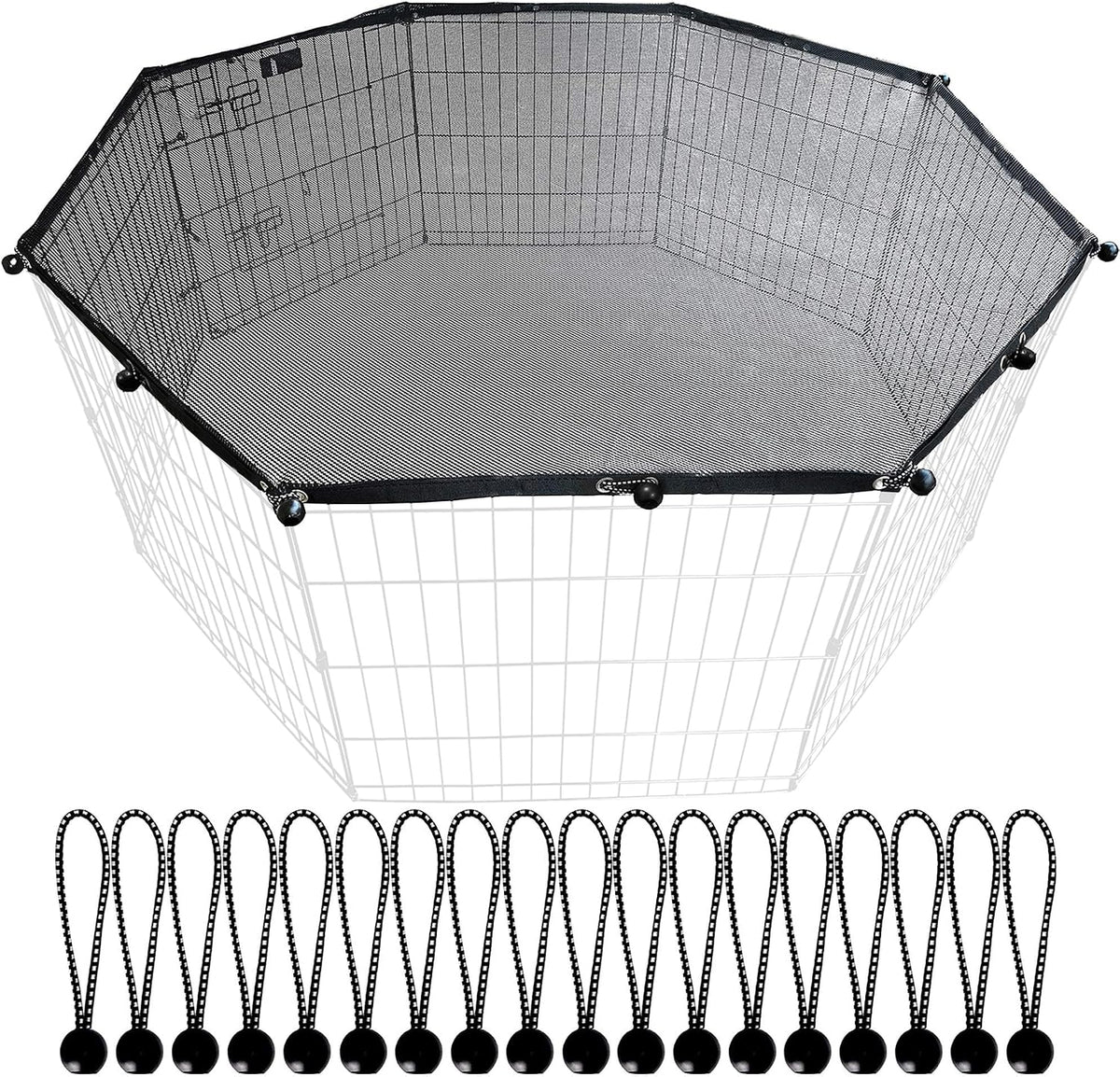 Universal Octagonal Dog Playpen Top Cover, Provide Shade and Security for Pets Outdoor and Indoor, Fits All 24" Wide 8 Panel Pet Exercise Pen (8x24 W Cover, Mesh)