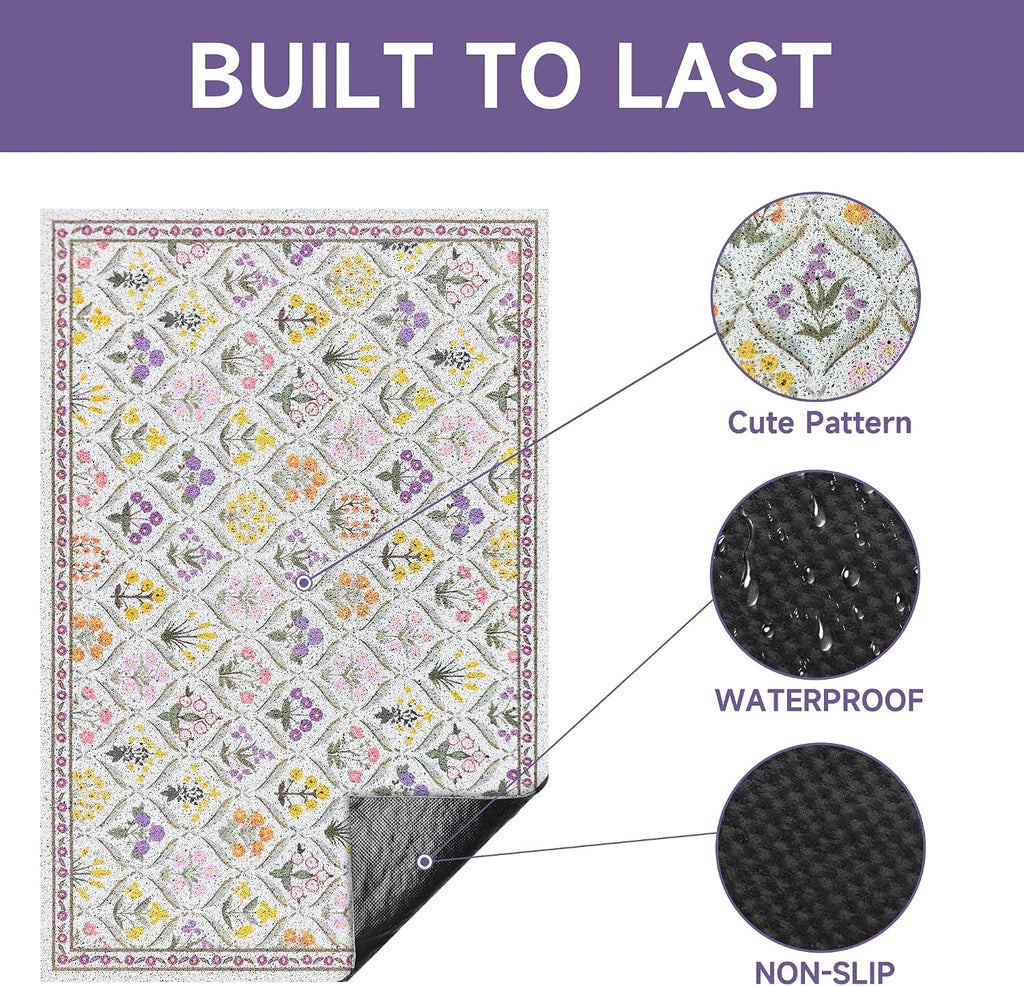 Cat Litter Mat, 24"x16" Cute Kitty Litter mat, Litter Catcher Mat