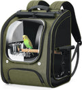 Pecute Bird Backpack Carrier with Standing Perch for Small Parrot, Green