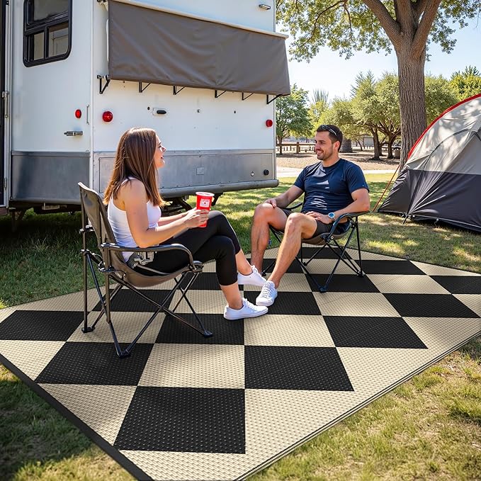 GENIMO Outdoor Rug for Patio Clearance, Lightweight Waterproof RV Camping Mat - Image 3
