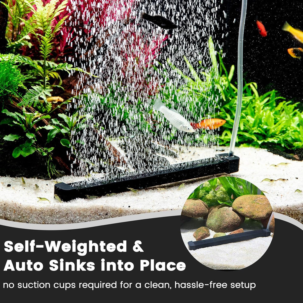 hygger Weighted Nano Mist Bubble Wall Bar, 9.8" Self-Sinking ABS Air Stone Strip with Gentle Oxygen Diffuser for Freshwater & Marine Aquarium, Hydroponics