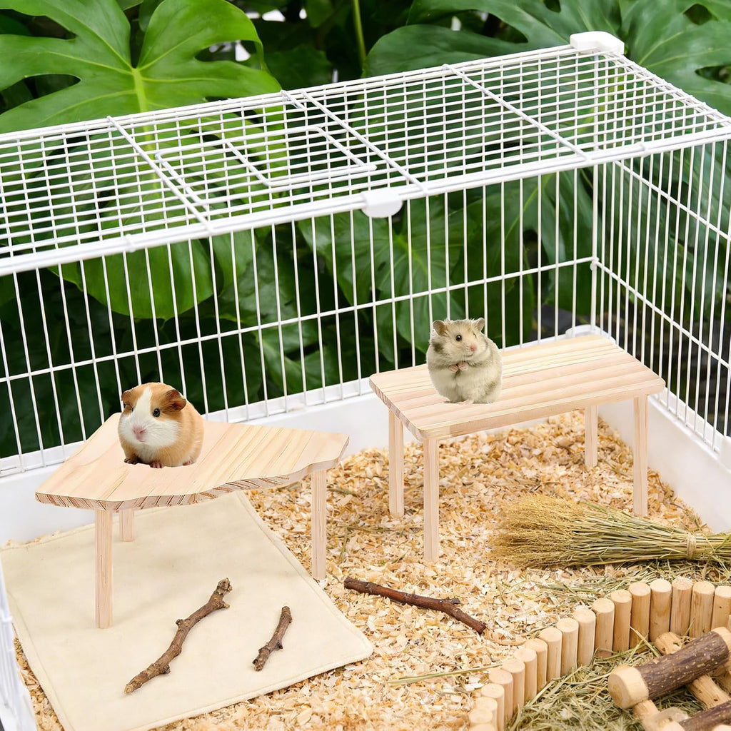 2 Shapes Hamster Platforms Wooden Dwarf Hamster Cage Platform for Hideout