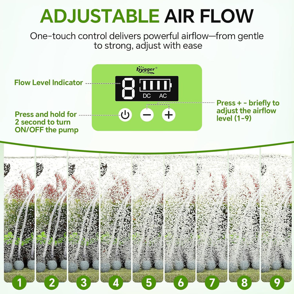 hygger 20W Rechargeable Aquarium Air Pump, Battery Powered Pond Aerator