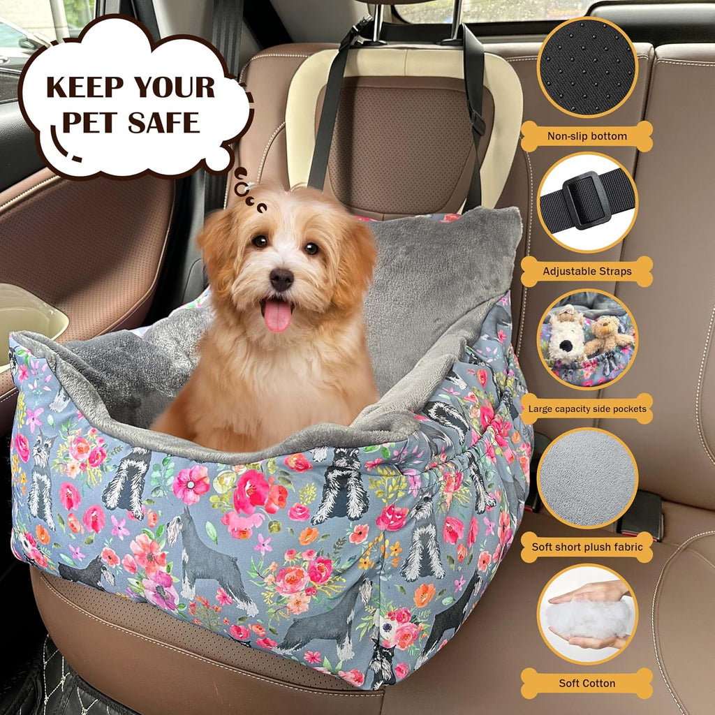 Dog Car Seats for Small Medium Sized Dogs Carseat for Car Funny Fuzzy Pet Dog Booster Car Seat Puppy Under 31 Lbs with Soft Plush Cushion&Washable Removable Cover