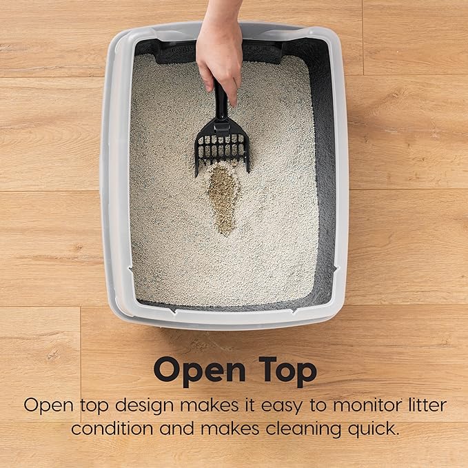 IRIS USA 2 Pack Large Open Top Cat Litter Box - Image 5