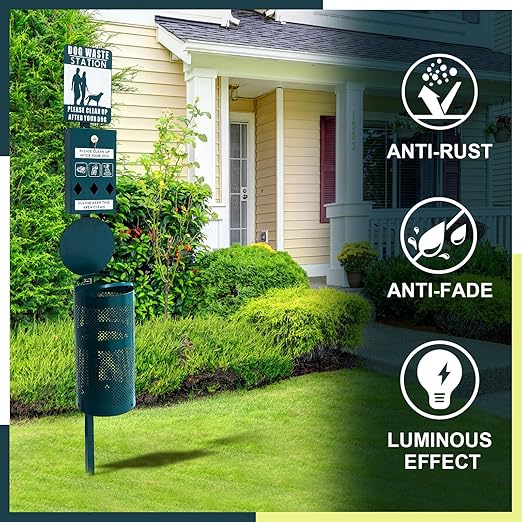 Qinyoung Dog Waste Station Galvanized Steel Outdoor Pet Bin - Image 4