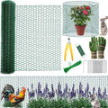 All-in-One 400 Inch Plant Protectors from Animals Kit - 0.85mm Heavy Duty Chicken Wire Cloche,Free-Cut Wire Mesh Roll Includes Pliers, Gloves, Ties, Stakes for Custom Outdoor Cages (16 * 400 Inch)
