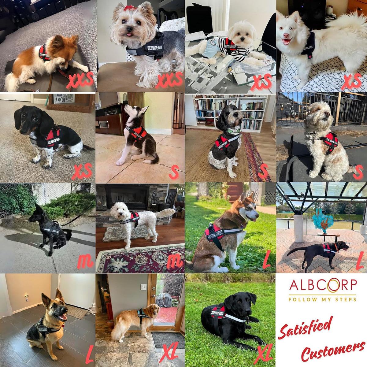 ALBCORP Service Dog Vest Harness, Reflective, Red, XL