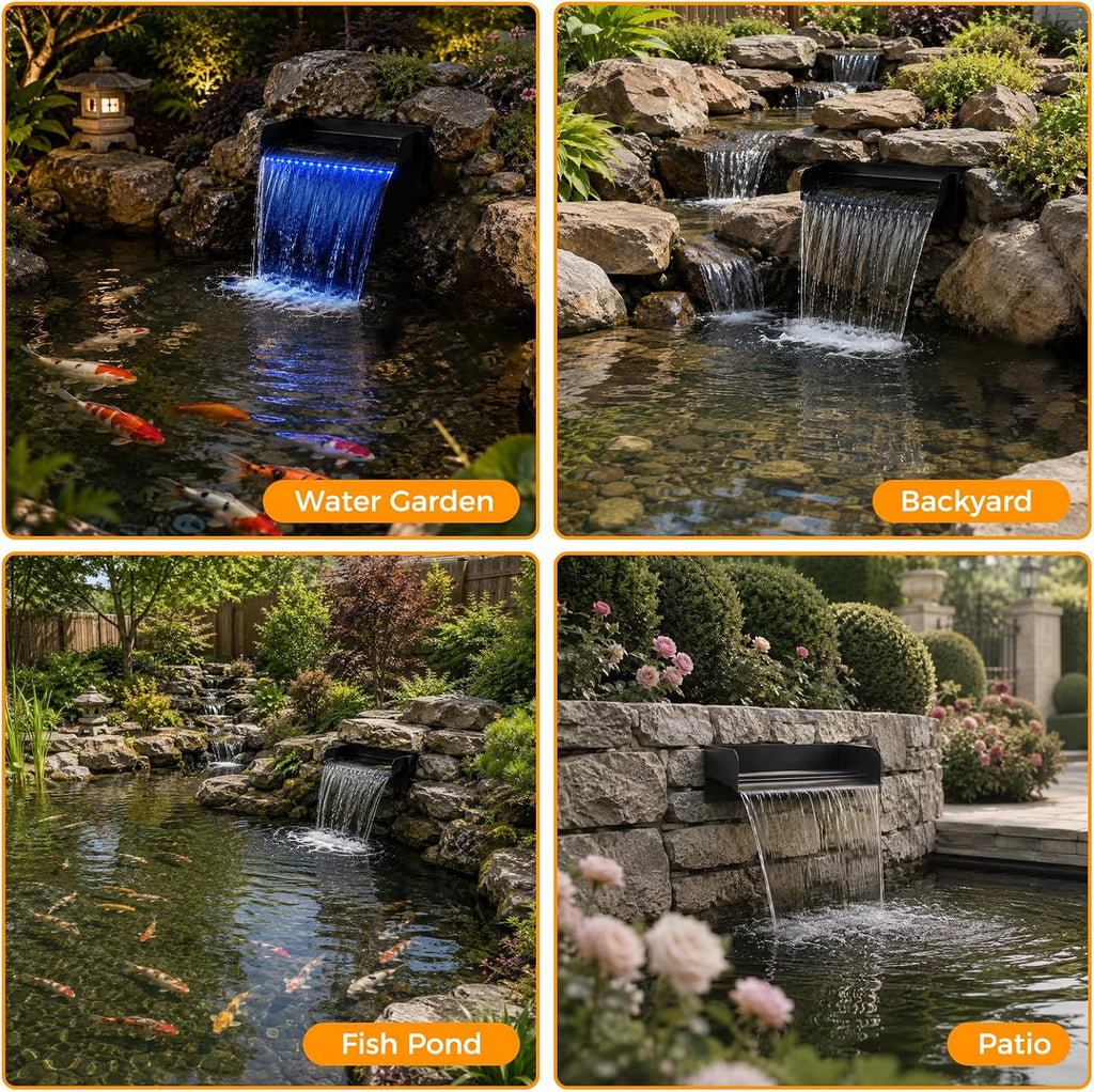 All-in-1 Pond Waterfall Spillway Kit, 12" Stainless Steel
