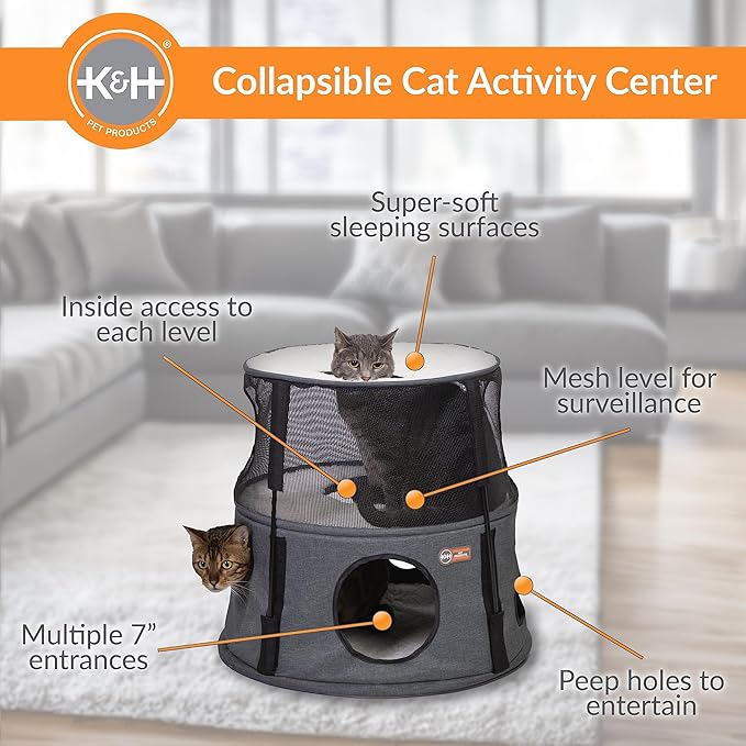 K&H Pet Products Kitty Tower Classy Gray 2 Story - Image 2