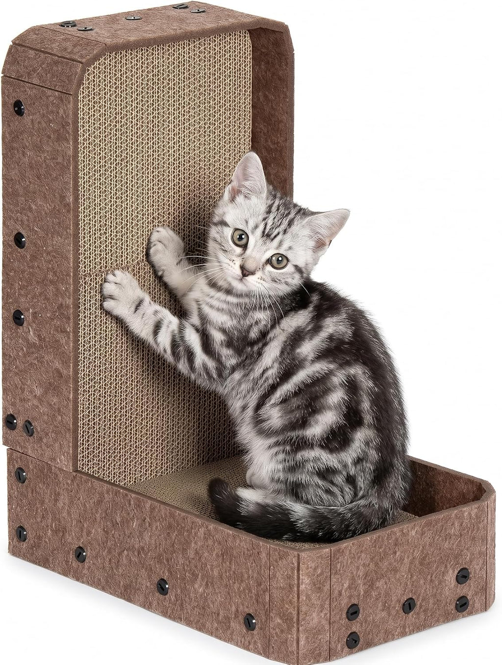18.9" Felt Cat Scratcher with Full Enclosure Holds Scrap, Medium