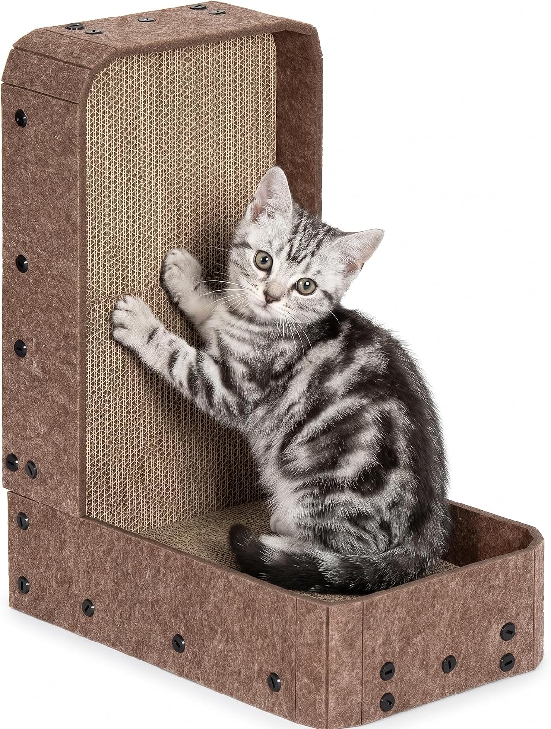 18.9" Felt Cat Scratcher with Full Enclosure Holds Scrap, Medium