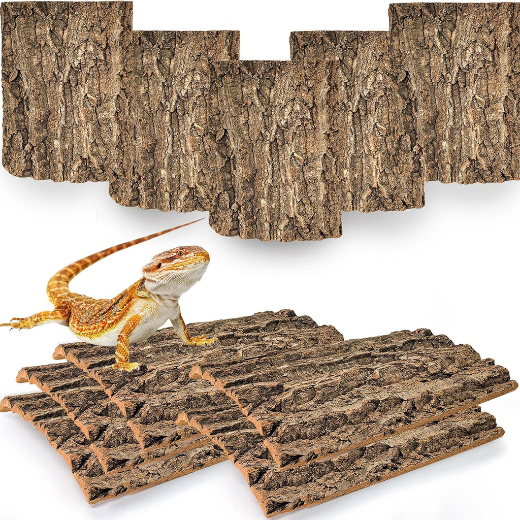 Cork Terrarium Background 11.8x7.9in 10PCS Natural Reptile Cork Bark Flats Terrarium Board Bearded Dragon Climbing Wall Mat Tank Accessories Decor for Lizard Chamelon Snake Turtle Spider Crested Gecko