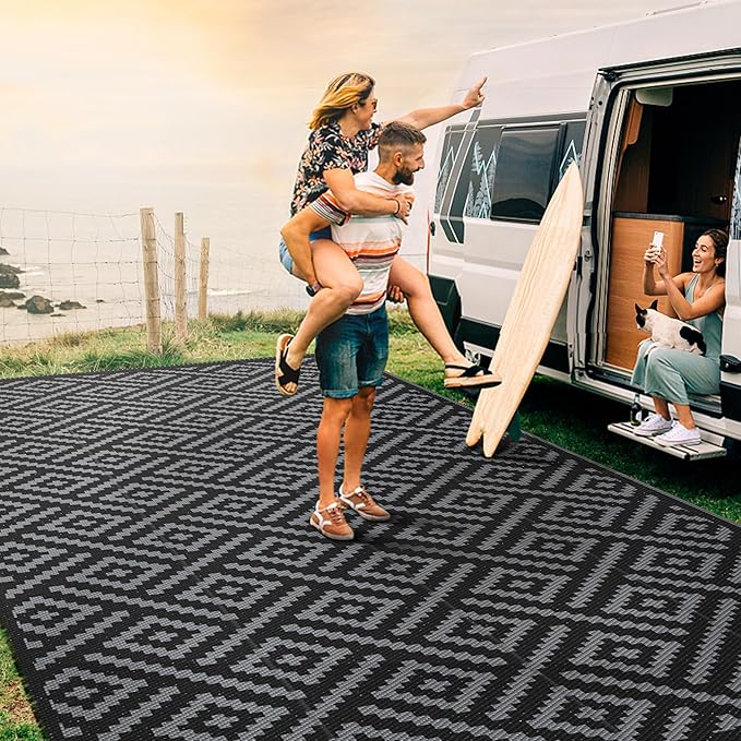 GENIMO Outdoor Rug for Patio Clearance, Reversible Plastic Straw Rugs for RV - Image 4