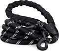 Dog Leash, Reflective Rope, Chew Resistant Paracord for Medium and Large Dogs, Durable Metal Clasp, Attaches to Pet Collar (5 Foot, Black)