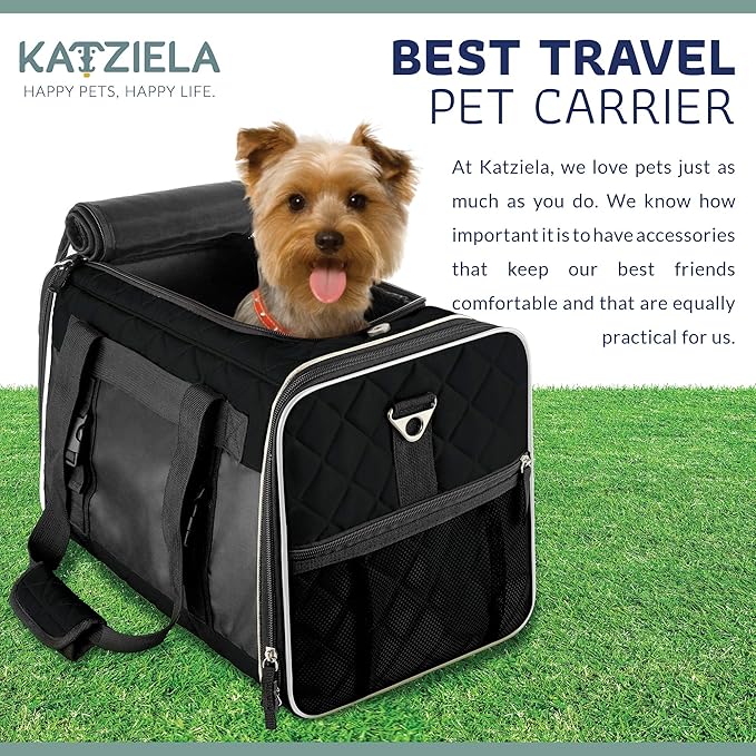 Katziela Deluxe Quilted Airline Approved Pet Dog & Cat Carrier - Image 5