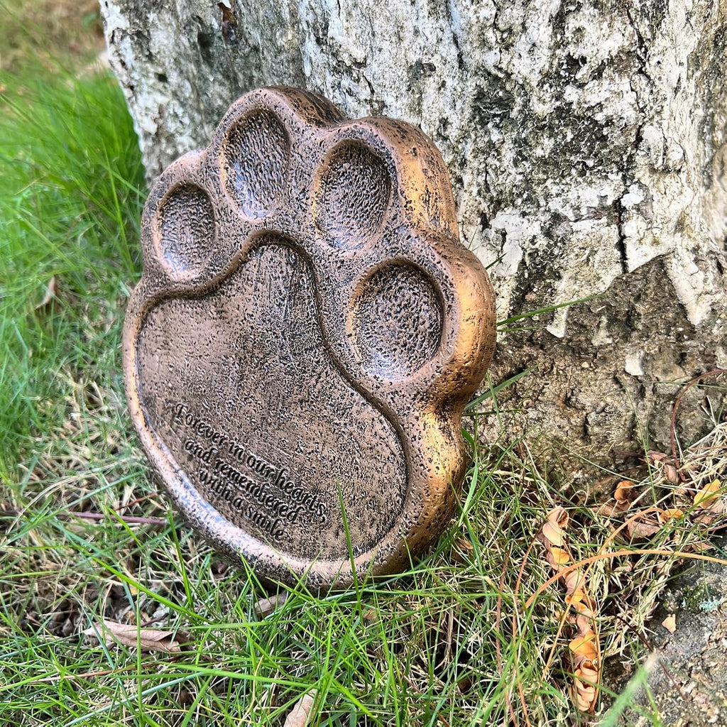 Paw Print Pet Memorial Garden Stone and Sympathy Poem Pet Grave Headstone Tombstone Garden Stepping Stone Loss of Pet Gift